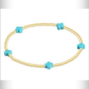 enewton signature cross small gold pattern 2mm bead bracelet turquoise